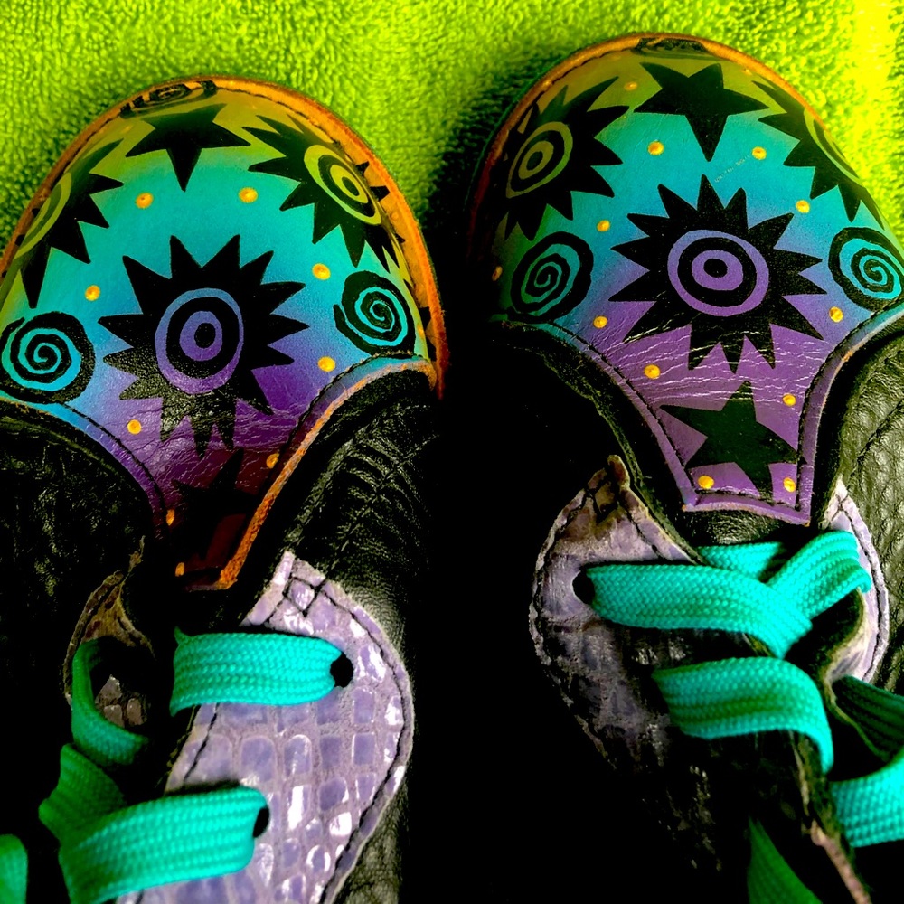 Funky hand painted booties women’s 7